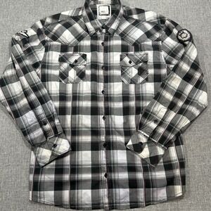 Buckle BKE Shirt Mens 2XL Athletic Fit Black Plaid Western Pocket Button Up
